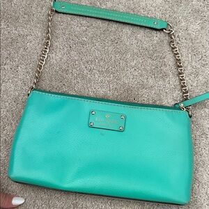 kate spade Turquoise Leather Crossbody with Gold Chain